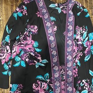 The Pioneer Woman Black and Purple Floral Tunic Kimono Xl